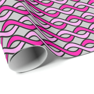 Papel De Presente Fitas modernas, cor-de-rosa e cinzas/cinzas do sé