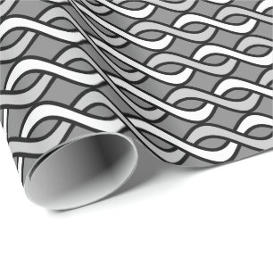 Papel De Presente Fitas modernas do século Médio, cinzas, preto e