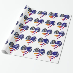 Papel De Presente flag usa coração ama tropas de honra americanas