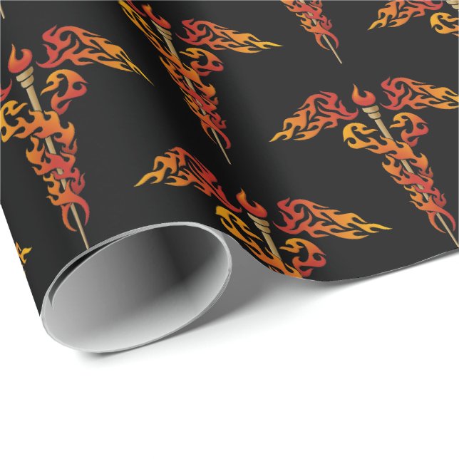 Papel De Presente Flames Caduceus (Ponta do rolo)