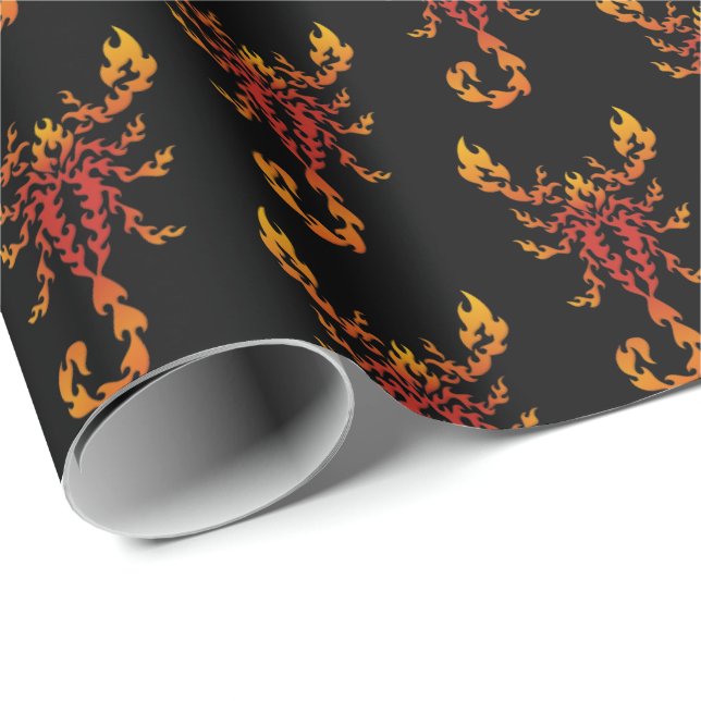 Papel De Presente Flames Scorpion Pattern (Ponta do rolo)