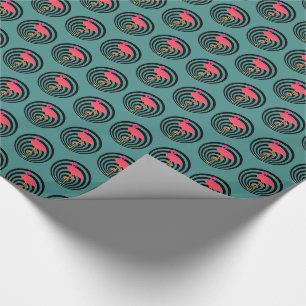 Papel De Presente Flamingo bonito nos círculos