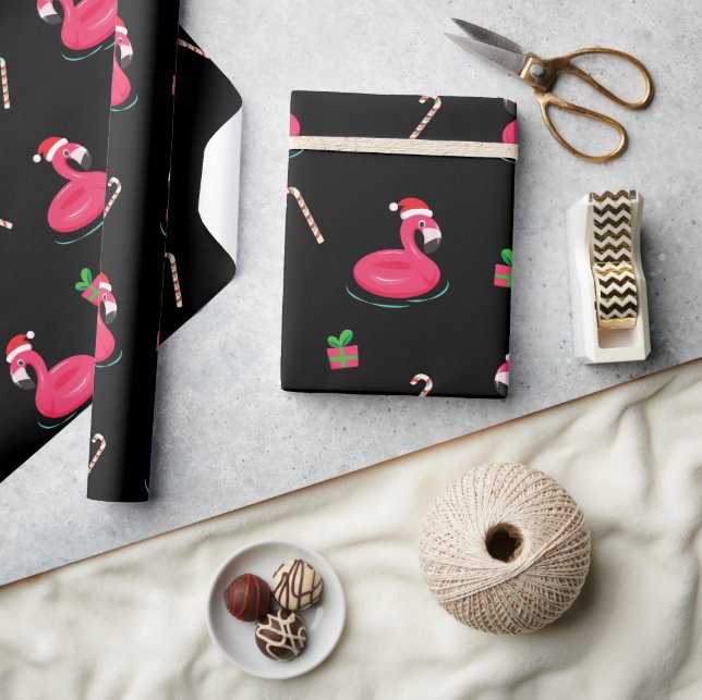 Papel De Presente Flamingo Christmas (Artesanato)