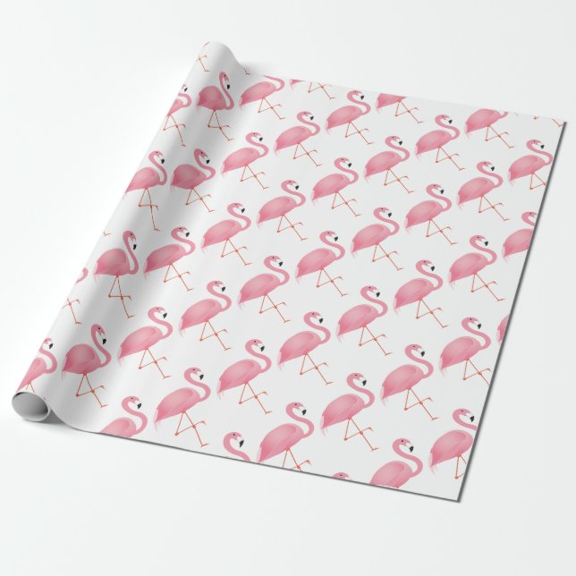 Papel De Presente Flamingo cor-de-rosa (Desenrolado)