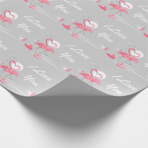 Papel De Presente Flamingo Love Side I Love You wraping paper