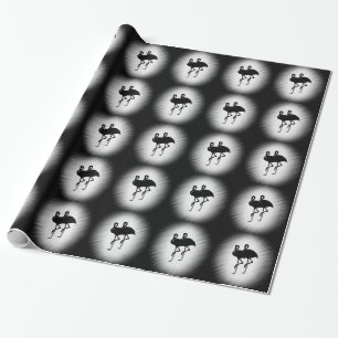 Papel De Presente Flamingo Negro e Branco