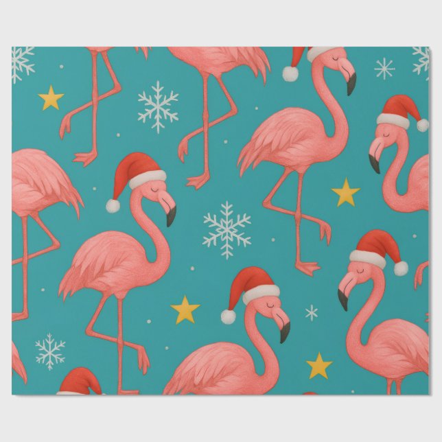 Papel De Presente Flamingo Noel: Desejos do inverno (Aberto)