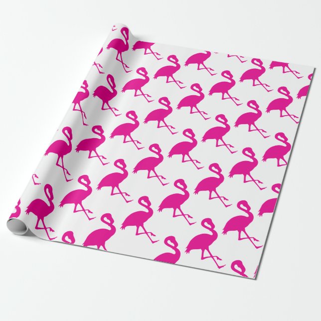 Papel De Presente Flamingo Rosa Quente (Desenrolado)