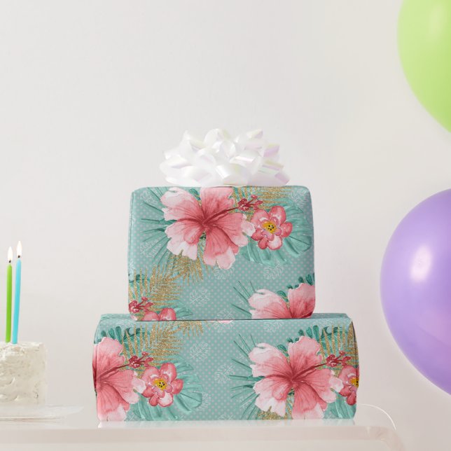 Papel De Presente Flamingo Rosa Tropical Pássaros Meninas Aniversári (Presentes para festas)