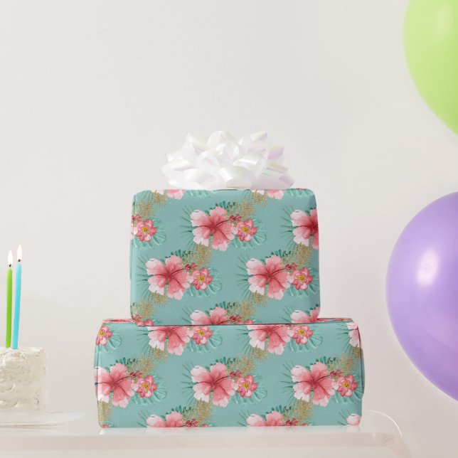 Papel De Presente Flamingo Rosa Tropical Pássaros Meninas Aniversári (Presentes para festas)