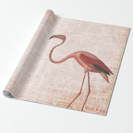 Papel De Presente Flamingo Rosa Vintage