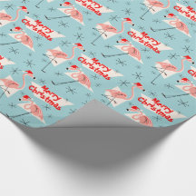 Flamingo Santas Azul Feliz Natal