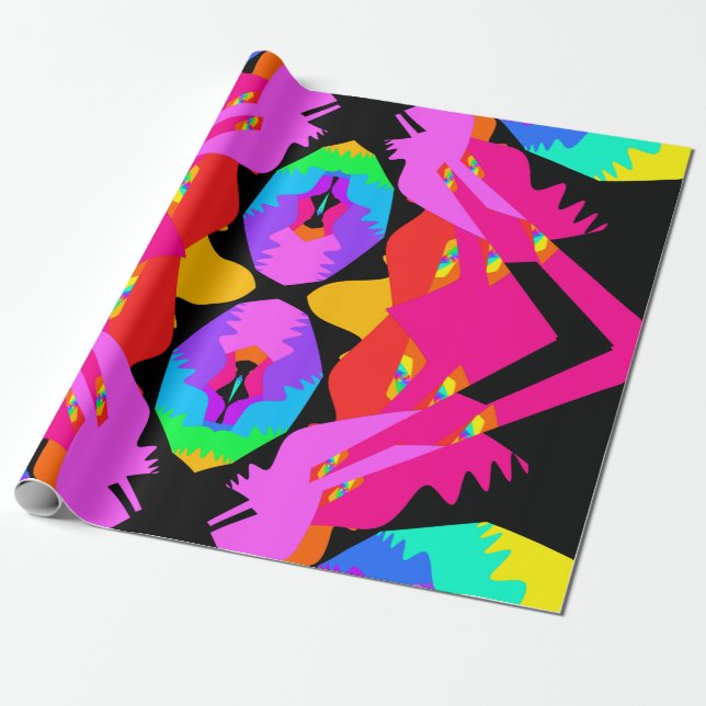 Papel De Presente Flamingo Splash Fractal Gift Wrap (Desenrolado)