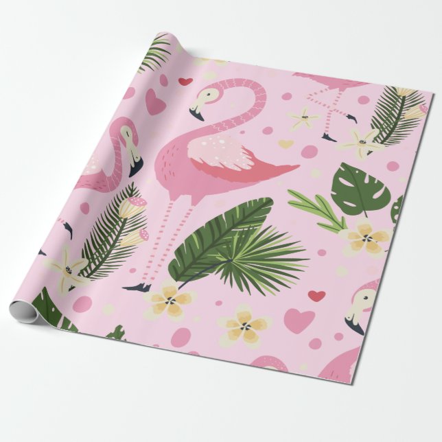 Papel De Presente Flamingo Summer Collection One Design 8 (Desenrolado)