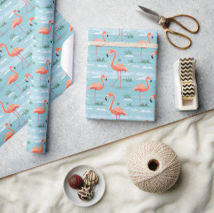 Papel De Presente Flamingo Summer Pattern