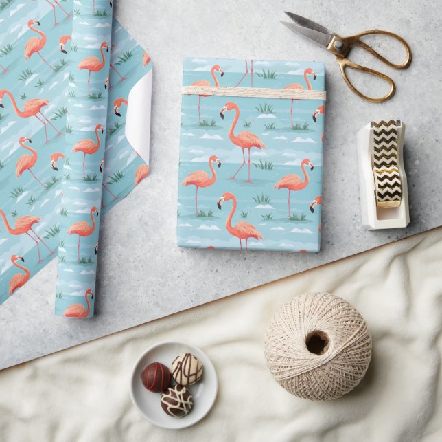 Papel De Presente Flamingo Summer Pattern (Artesanato)