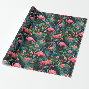 Papel De Presente Flamingo Tropical