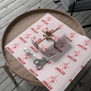 Papel De Presente Flamingo Tropical Beach Christmas