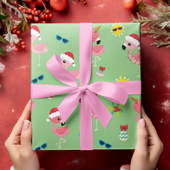 Papel De Presente Flamingo Tropical de Natal bonito (Criador carregado)