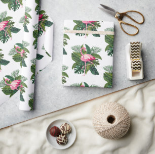 Papel De Presente Flamingo Tropical Deixa a selva