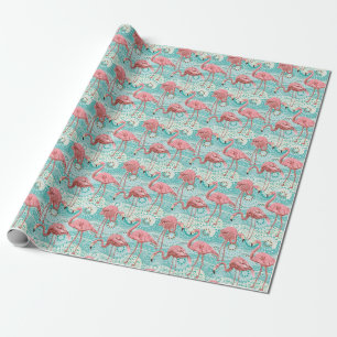 Papel De Presente Flamingo Tropical: Vintage Floral Wallpaper