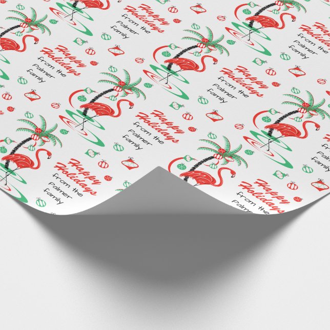 Papel De Presente Flamingo Vermelho Natal Feliz Natal Texto (Ponta)