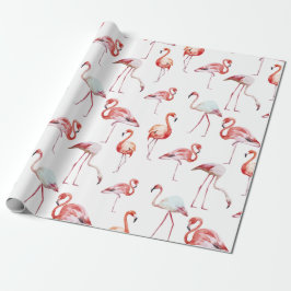 Papel De Presente Flamingo Watercolor, Rosa Tropical