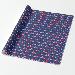 Papel De Presente Flamingo Xmas Hat Candy Patterno