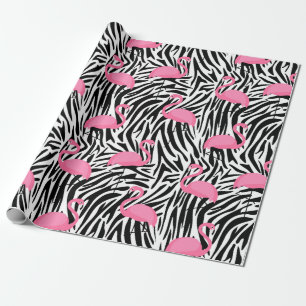 Papel De Presente Flamingo Zebra Impressão Verão