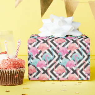 Papel De Presente Flamingoes no Padrão de Design Negrito