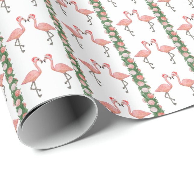 Papel De Presente Flamingos and Shells Wrapping Paper (Ponta do rolo)