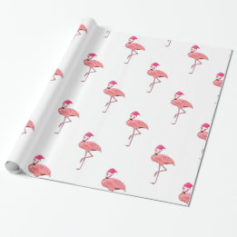 Papel De Presente Flamingos de Ajuda do Papai Noel Padrão