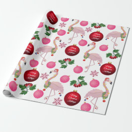 Papel De Presente Flamingos de Natal Personalizados