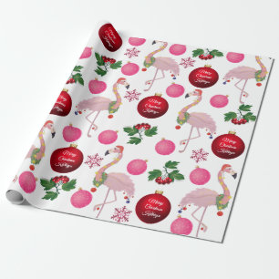 Papel De Presente Flamingos de Natal Personalizados