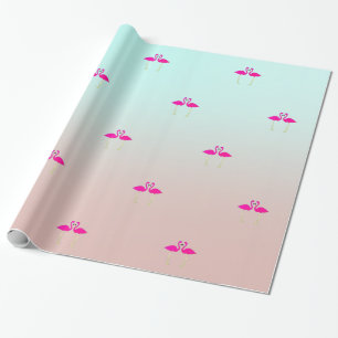 Papel De Presente Flamingos Rosa Adoráveis Enamorados