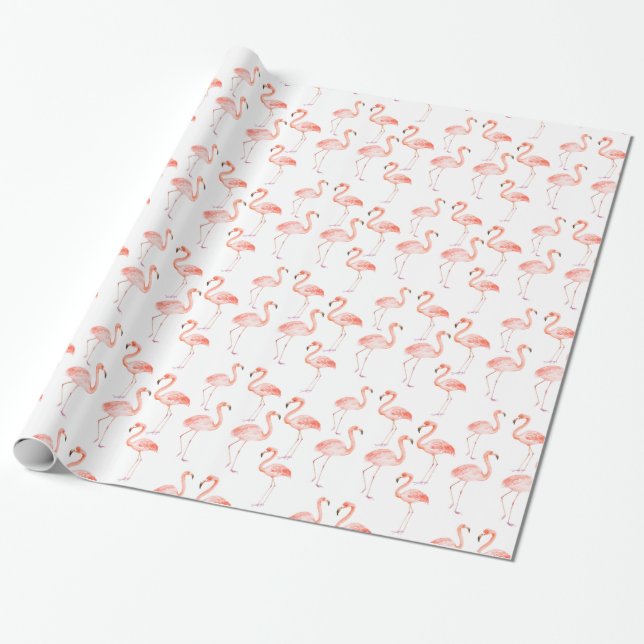 Papel De Presente Flamingos Rosa Felizes (Desenrolado)