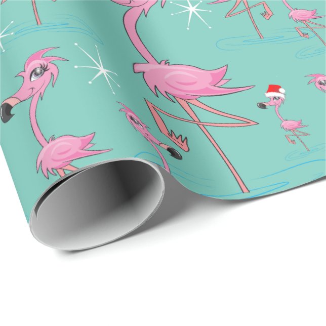 Papel De Presente Flamingos Wraps Paper na Flórida Christmas (Ponta do rolo)