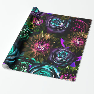Papel De Presente Flandes Obscuro Glamour Floral Flores Festa