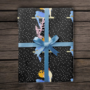 Papel De Presente Flapper Lady Moon Stars Red Hair da Vintage em 192