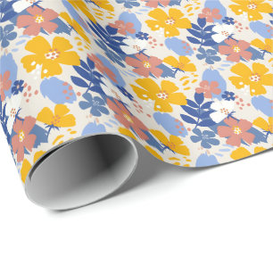 Papel De Presente Flat Floral Orgânico