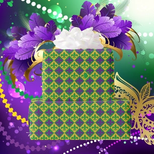 Papel De Presente Fleur de lis Mardi Gras Purple Green Yellow