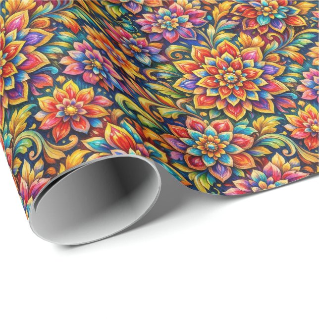 Papel De Presente fleurs full color (Ponta do rolo)