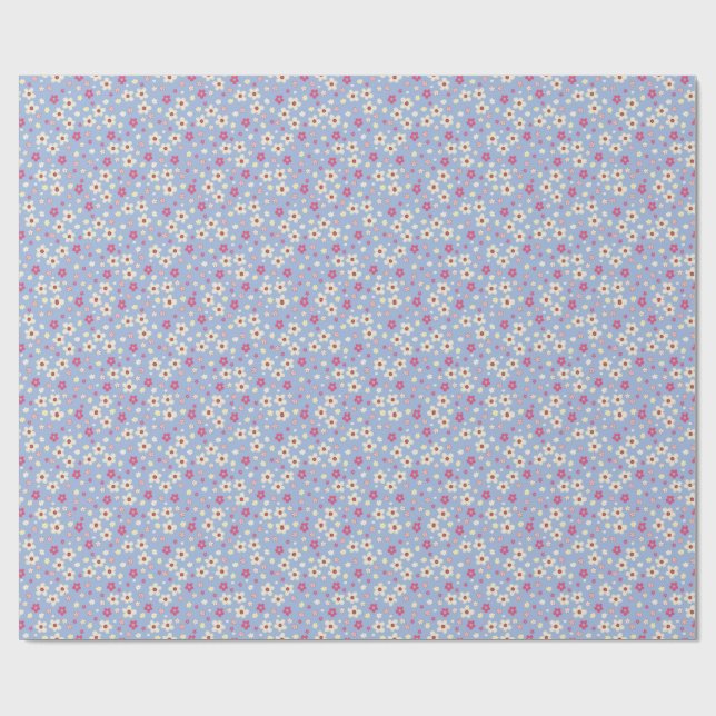 Papel De Presente fleurs printanières sur fond bleu (Aberto)