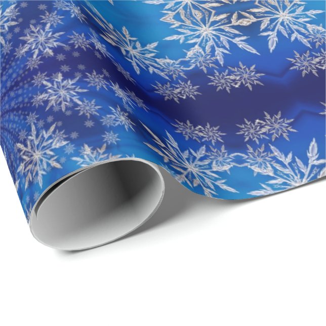 Papel De Presente Floco de neve azul de Natal Legal e bonito (Ponta do rolo)