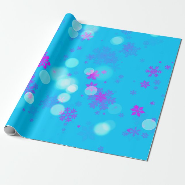 Papel De Presente Floco de neve azul e roxo (Desenrolado)