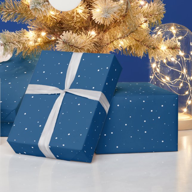 Papel De Presente Floco de Neve Azul Inverno Natal Férias  embr (Feriados)
