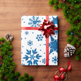 Papel de Presente Floco de Neve Azul para Presente