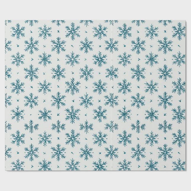 Papel de Presente Floco de Neve Azul para Presente (Aberto)