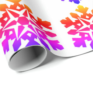 Papel De Presente Floco de neve azul, rosa, laranja, roxo