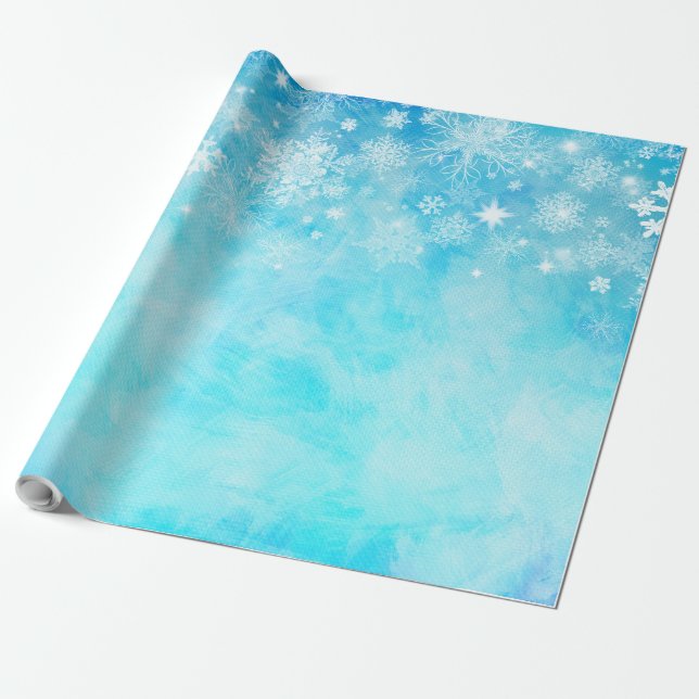 Papel De Presente Floco de neve Blue Winter Wonderland (Desenrolado)